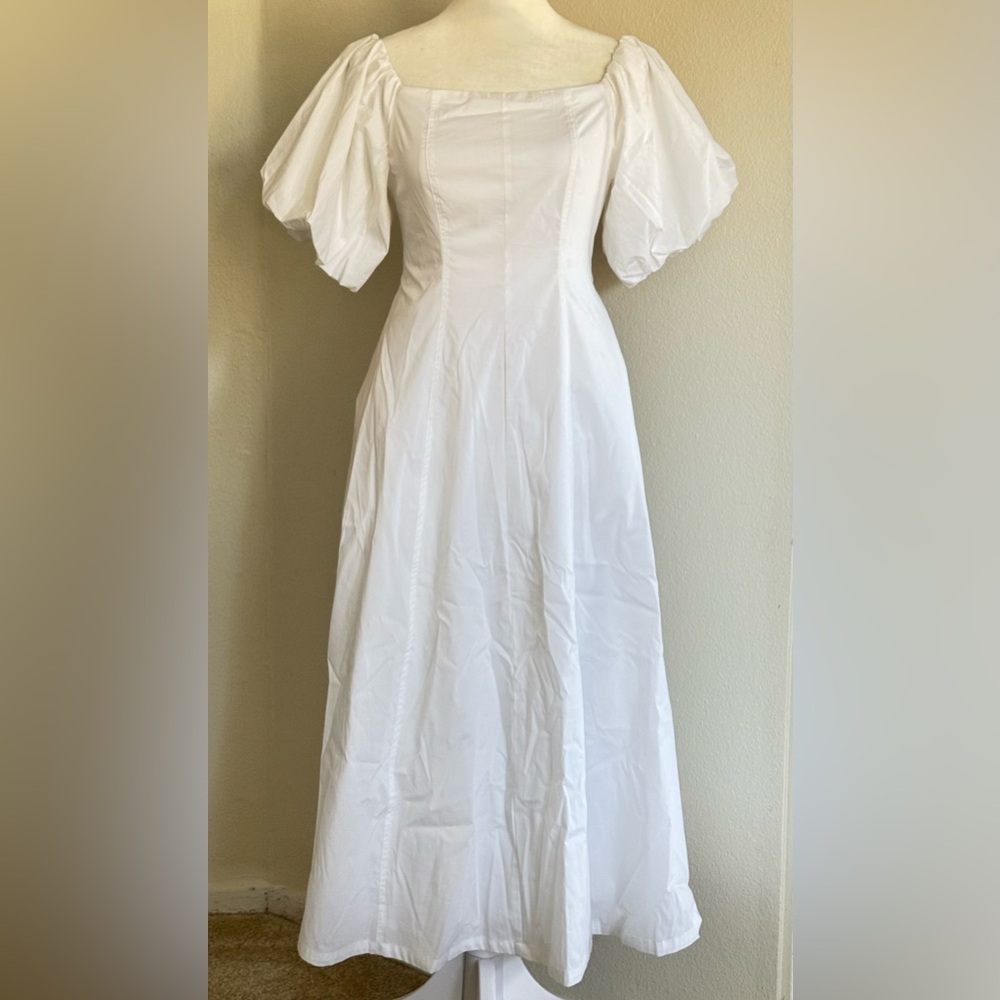 On 34th Women's Off-The-Shoulder Puff-Sleeve White Midi Dress - Picture 6 of 10